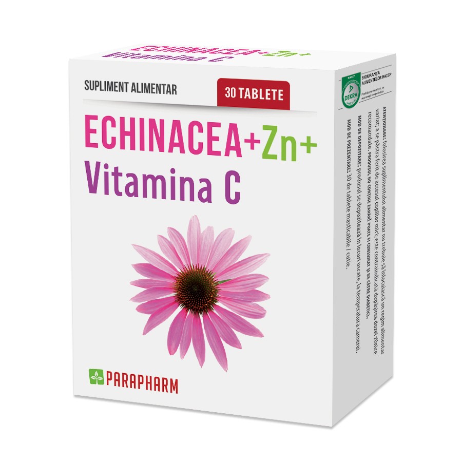 Echinacea + Zinc + Vitamina C Parapharm – 30 tablete